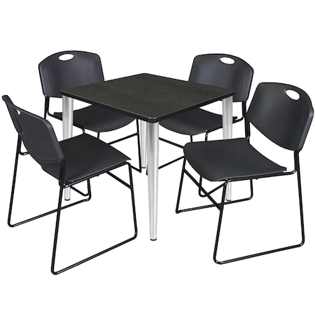 Kahlo Square Table & Chair Sets, 30 W, 30 L, 29 H, Wood, Metal, Polypropylene Top, Ash Grey